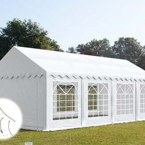 Šator za zabave 4x8m, PVC cerada, bijela, s okvirom za pod