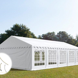 Šator za zabave 5x10m, PVC cerada, bijela, s okvirom za pod
