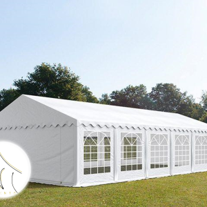 Šator za zabave 5x12m, PVC cerada, bijela, s okvirom za pod