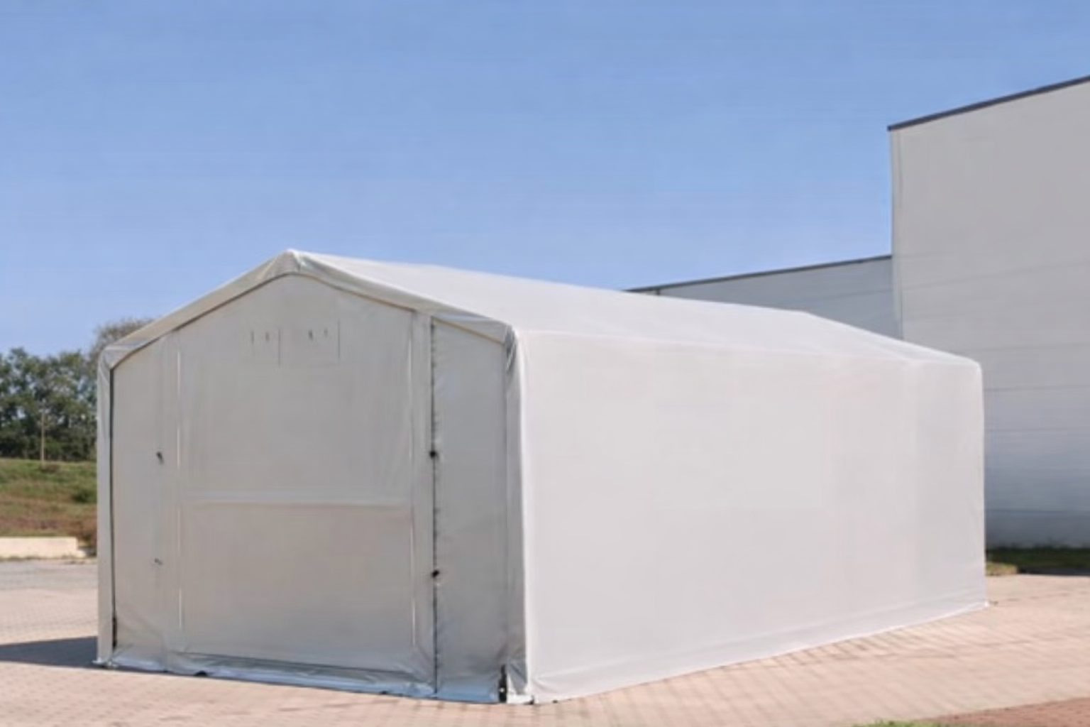 Šatorska hala Outlander 6x12m, PVC cerada, siva