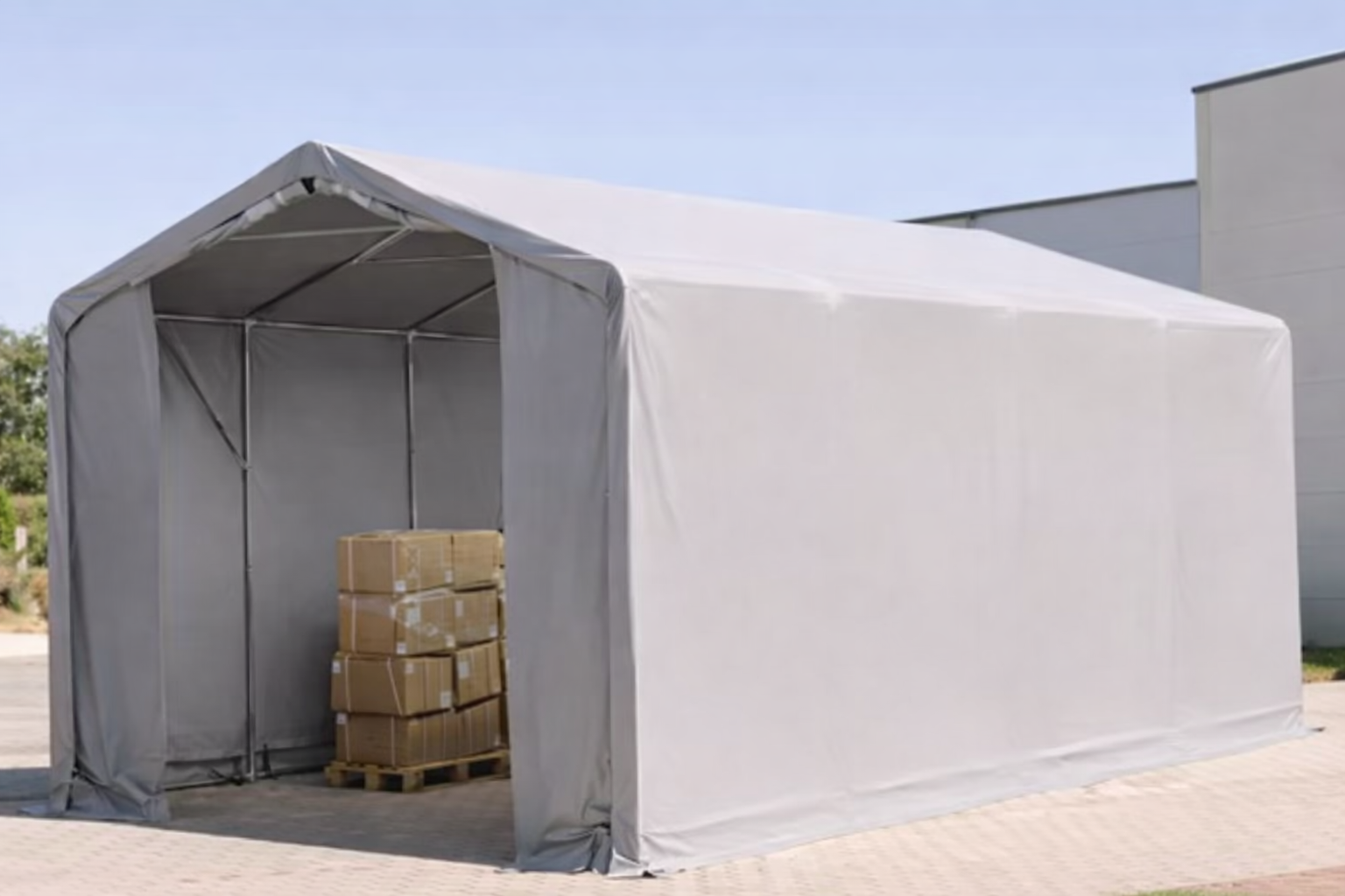 Šatorska hala Outlander 4x10m, PVC cerada, siva