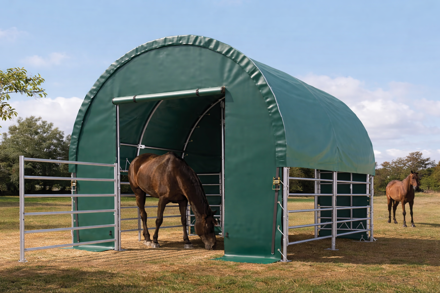 Šator za stoku 4x4m, PVC cerada, tamnozelena, pričvršćivanje za tlo