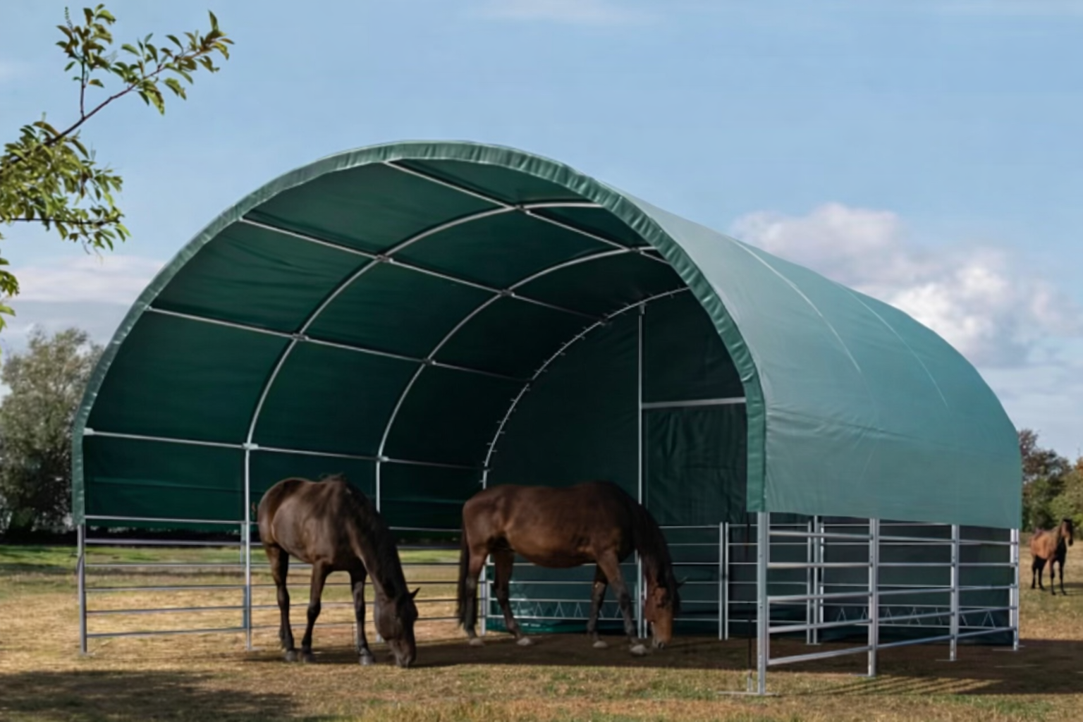 Šator za stoku 4x4m, PVC cerada, tamnozelena, pričvršćivanje za tlo